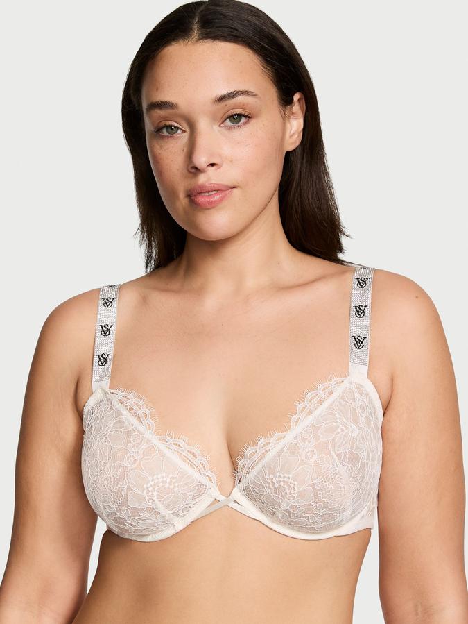 Victoria's Secret Shine Strap Unlined Low-Cut Lace Demi Bra