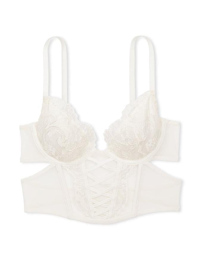 Victoria's Secret Boho Floral Embroidery Low-Cut Demi Corset Top - Image 3