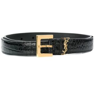Saint Laurent  Monogram crocodile-embossed belt