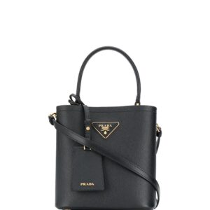 Prada logo plaque bucket bag