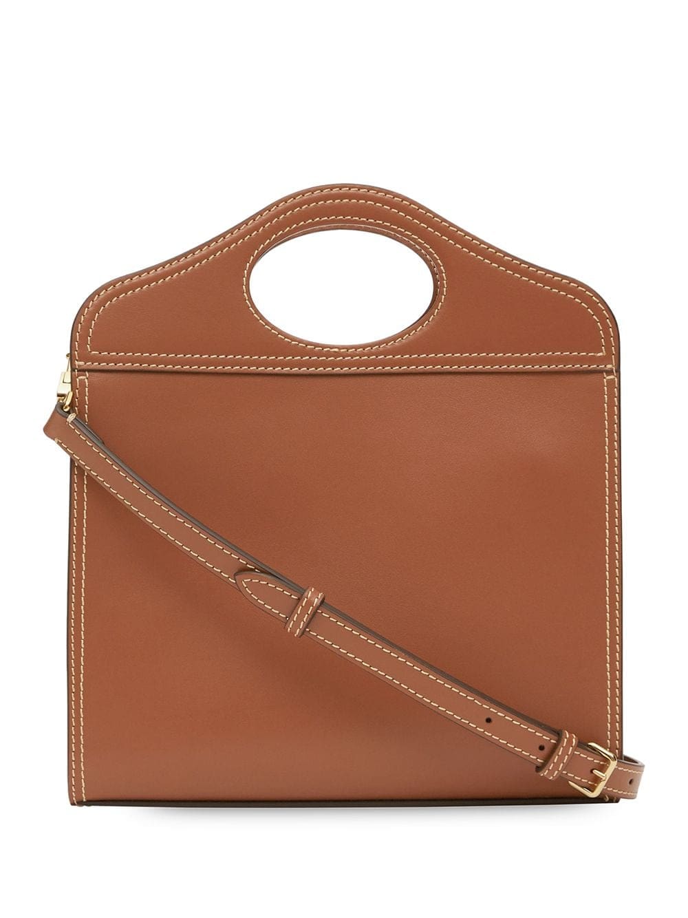 Burberry Mini Topstitch Detail Leather Pocket Bag - Image 3