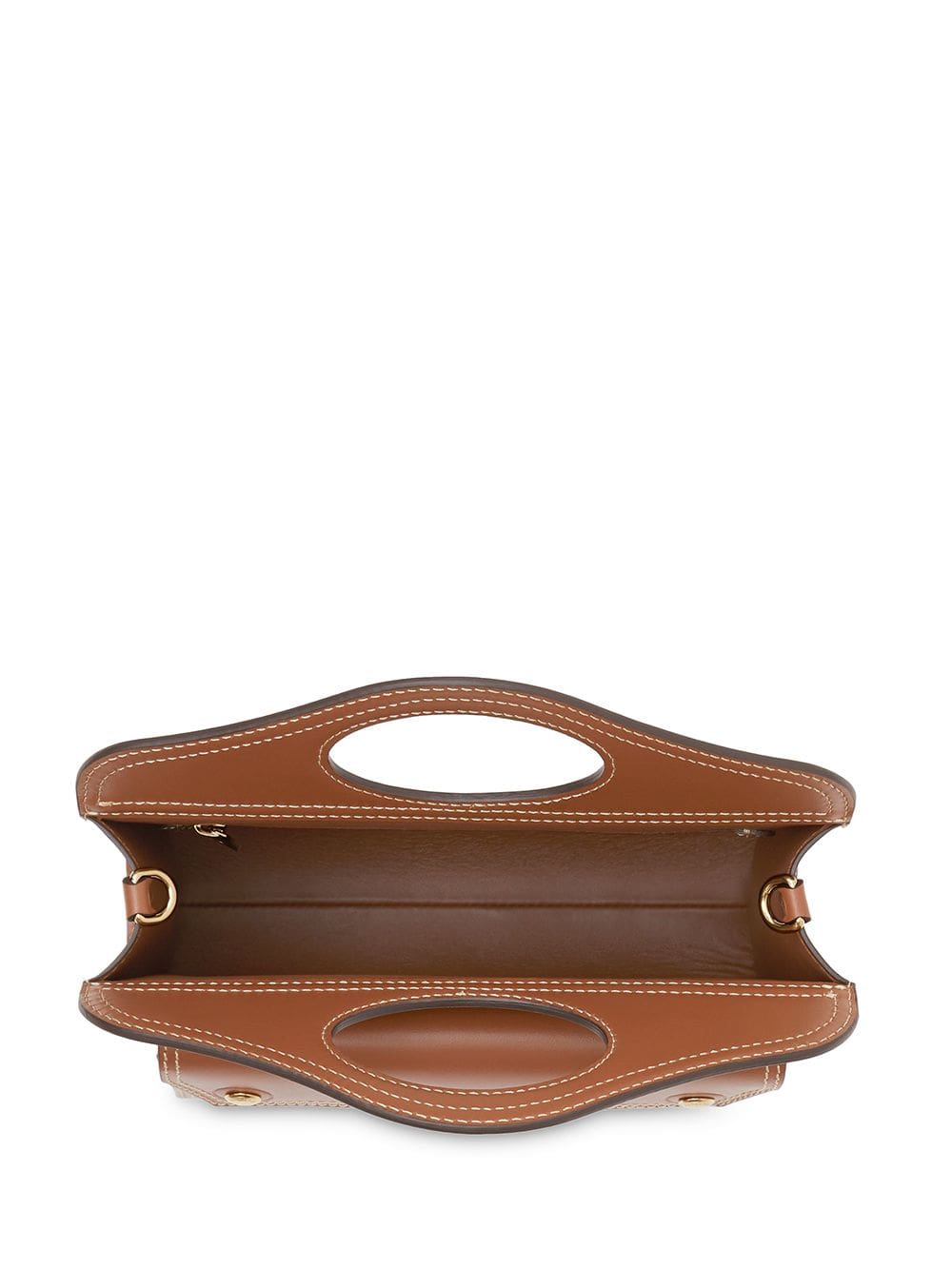 Burberry Mini Topstitch Detail Leather Pocket Bag - Image 5