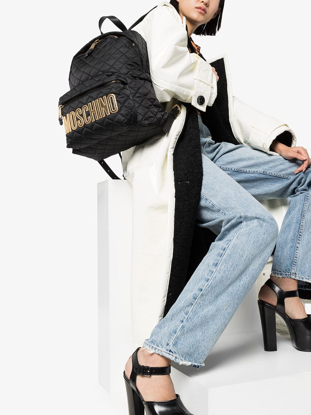 Moschino quilted logo-plaque backpack - Image 2