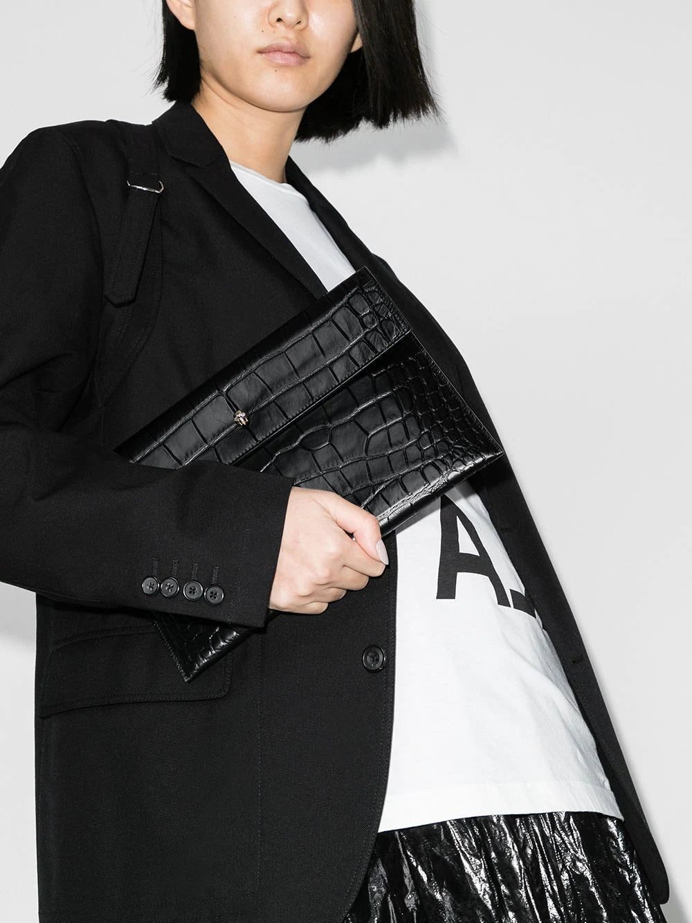 Alexander McQueen croc effect envelope clutch bag - Image 2