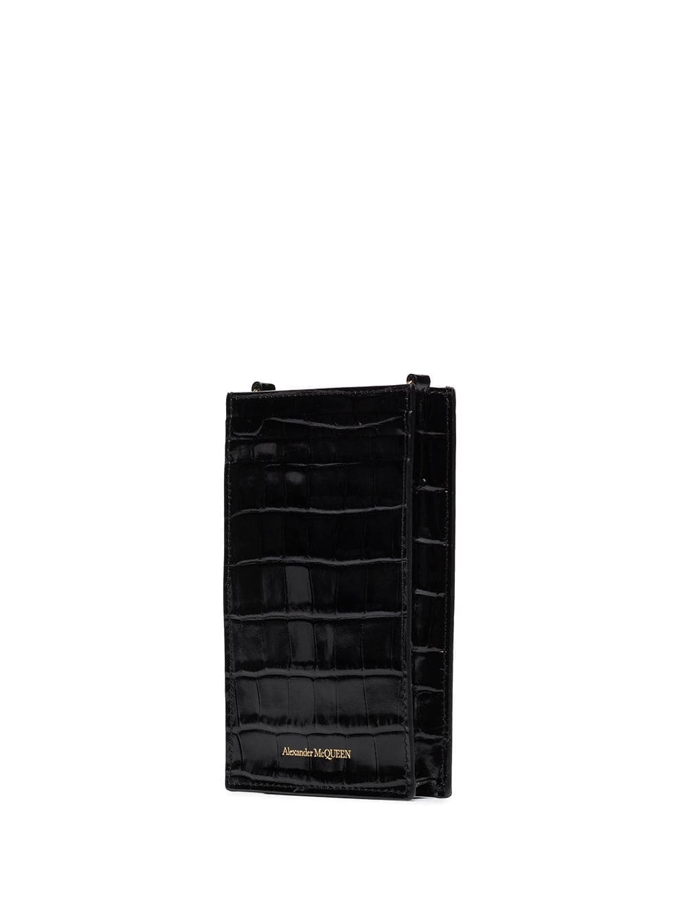 Alexander McQueen skull-plaque crocodile-effect phone pouch 16x9.5cm - Image 3