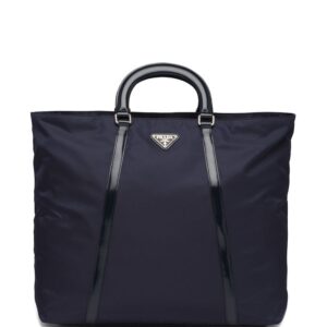 Prada logo plaque tote bag