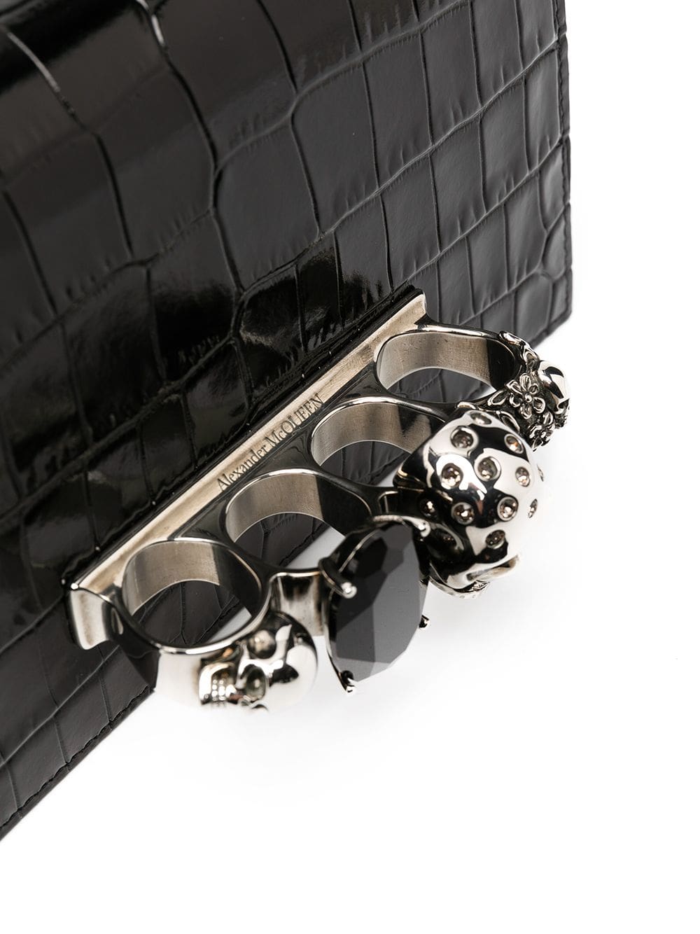 Alexander McQueen mini Jewelled crocodile-embossed satchel - Image 4