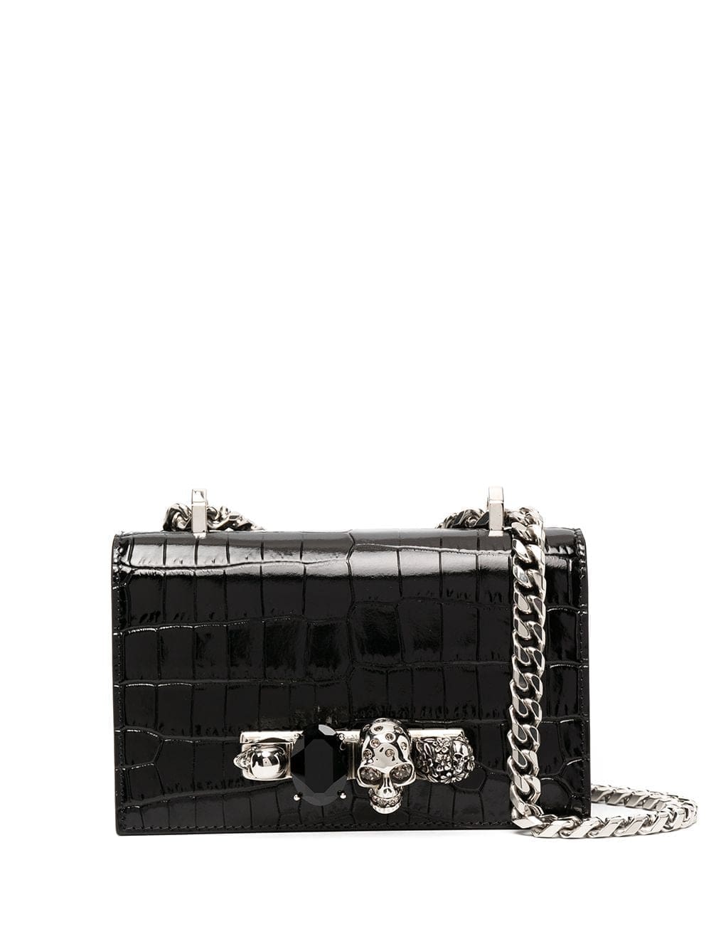 Alexander McQueen mini Jewelled crocodile-embossed satchel