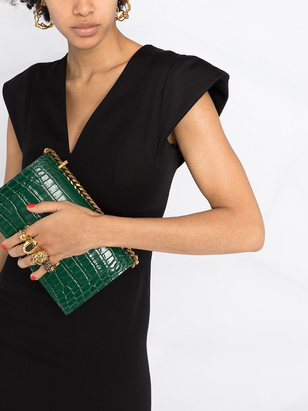 Alexander McQueen Jewelled crocodile-effect satchel - Image 3