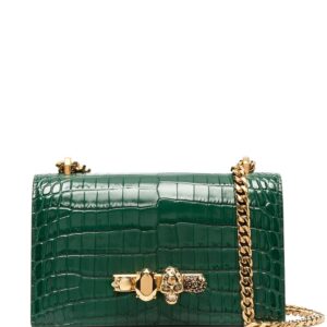 Alexander McQueen Jewelled crocodile-effect satchel