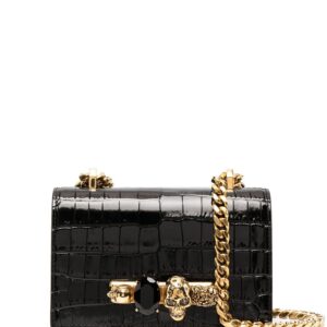 Alexander McQueen Jewelled crocodile-effect satchel