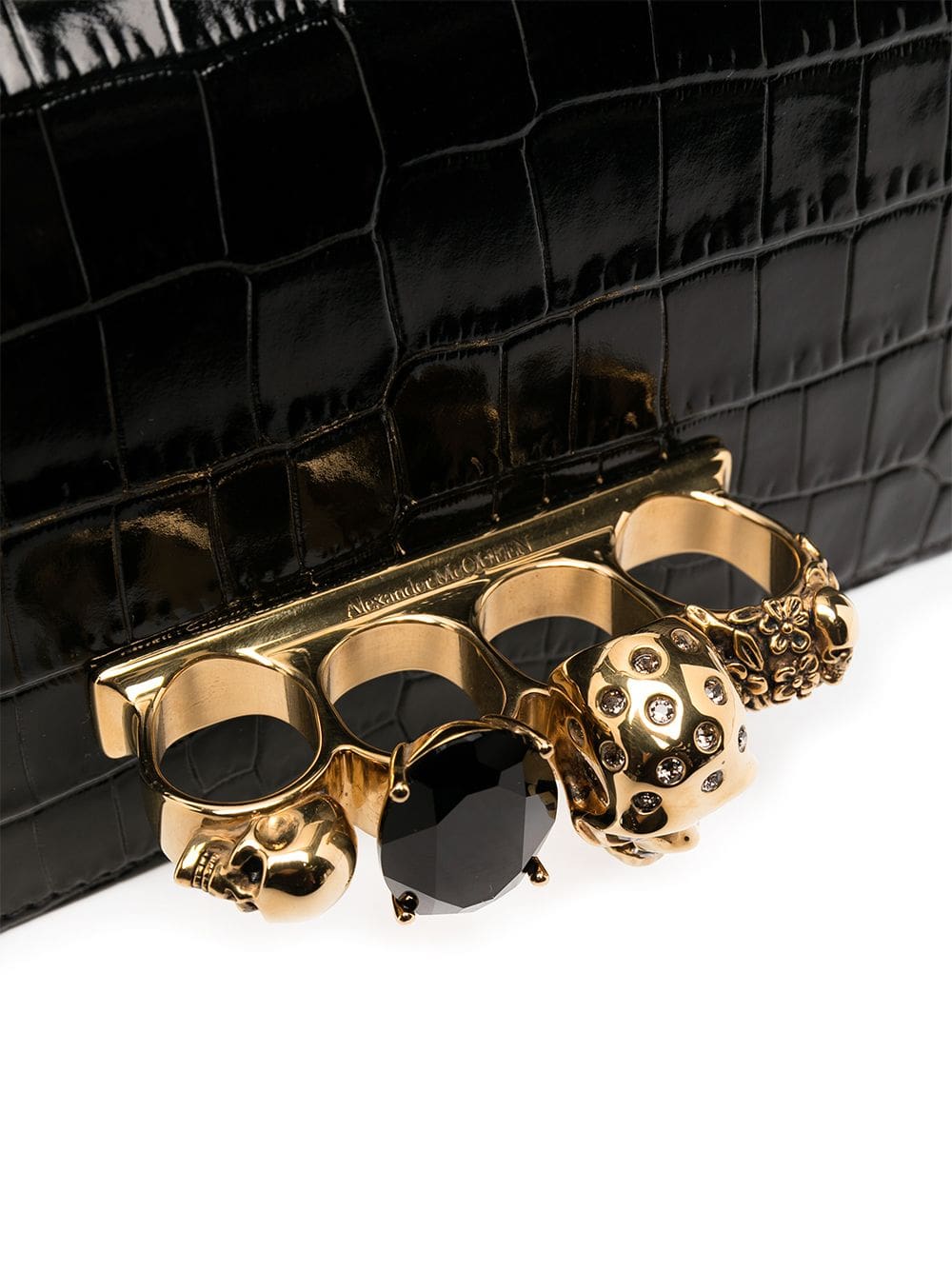 Alexander McQueen Jewelled crocodile-effect satchel - Image 5