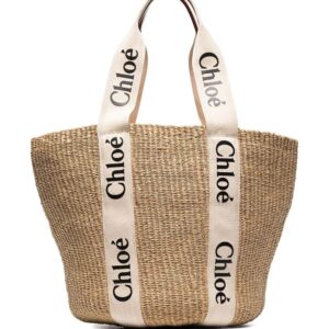 Chloé large Woody logo-strap tote bag