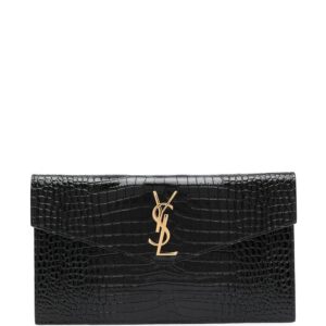 Saint Laurent Uptown crocodile-embossed pouch