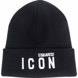 DSQUARED2 Icon logo-embroidered knitted beanie