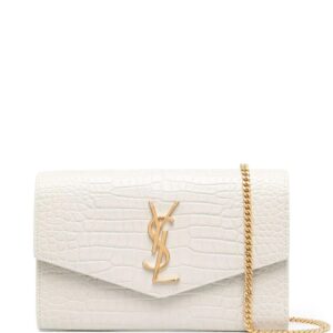 Saint Laurent Uptown crocodile-effect clutch bag
