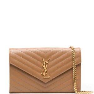 Saint Laurent logo plaque matelassé clutch