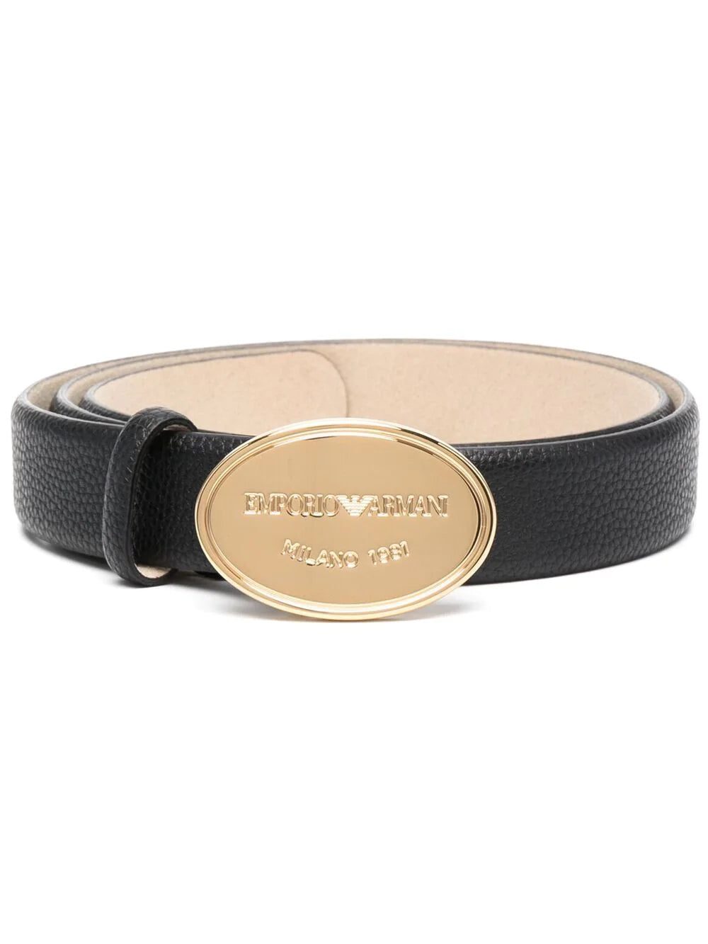 Emporio Armani engraved-logo buckle belt