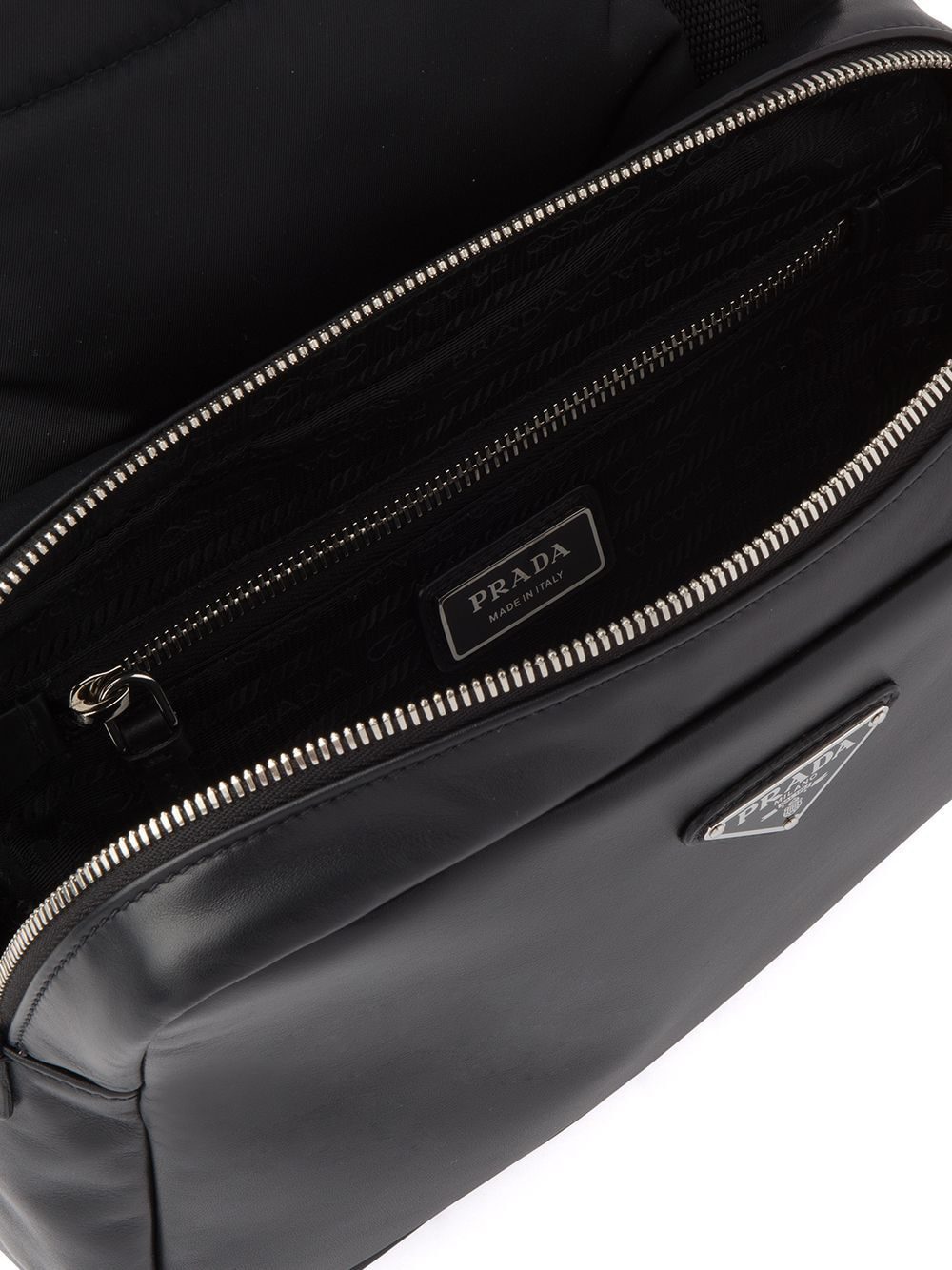 Prada logo-plaque leather backpack - Image 4