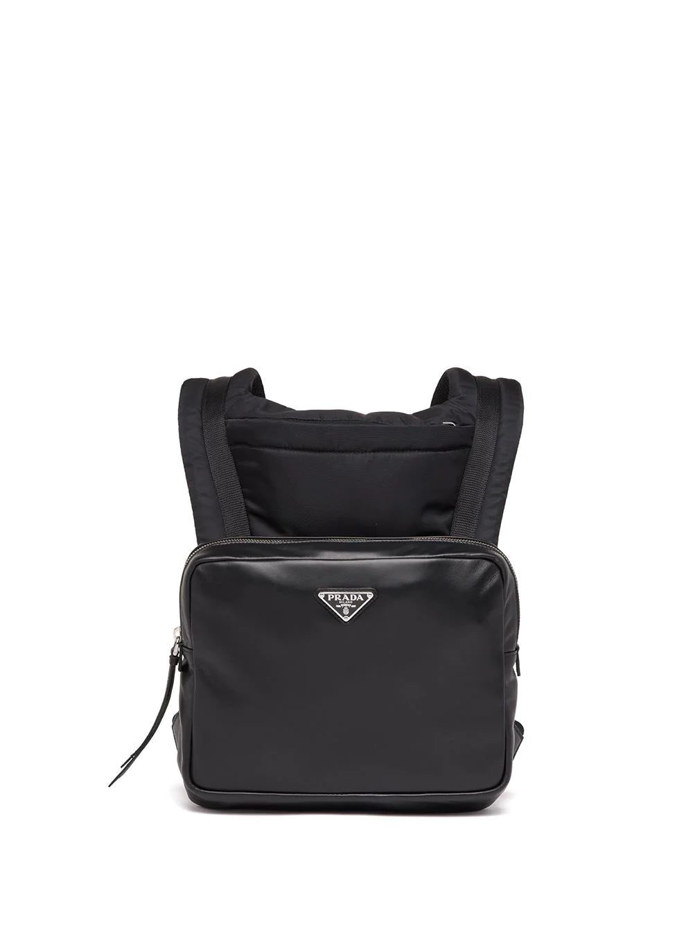 Prada logo-plaque leather backpack