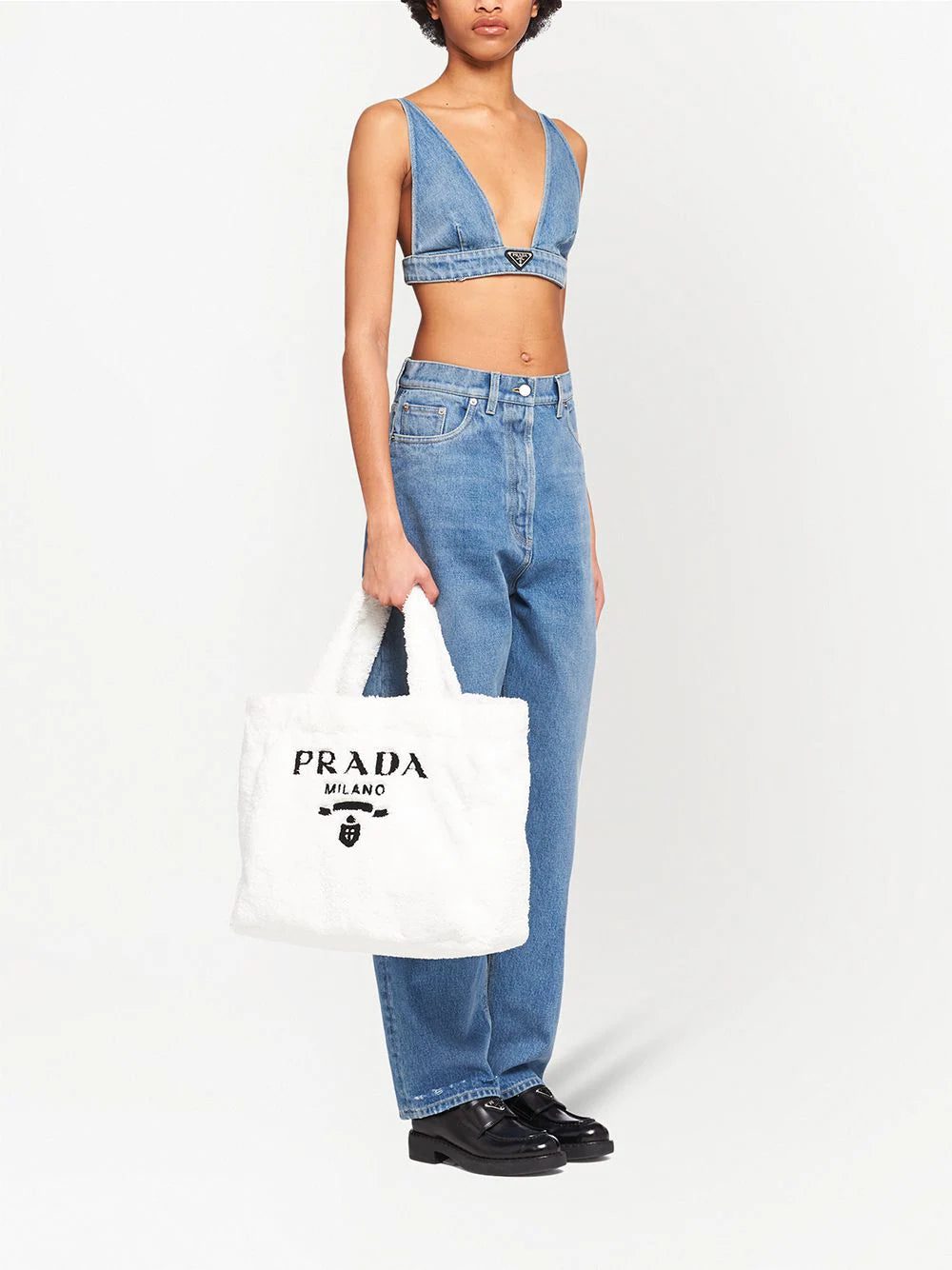 Prada logo-print terry-cloth tote bag - Image 2