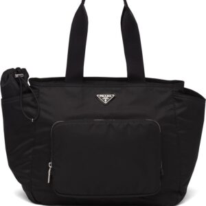 Prada enamel logo plaque changing bag