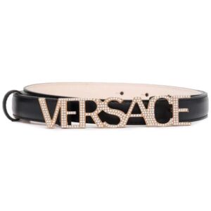 Versace  crystal-embellished logo-plaque belt