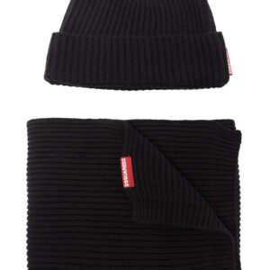 DSQUARED2 knitted beanie hat and scarf set