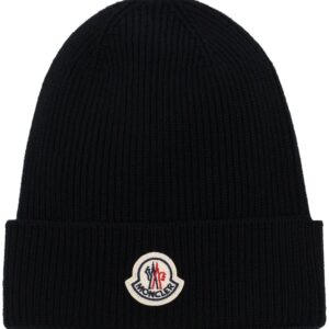 Moncler logo-patch knitted beanie