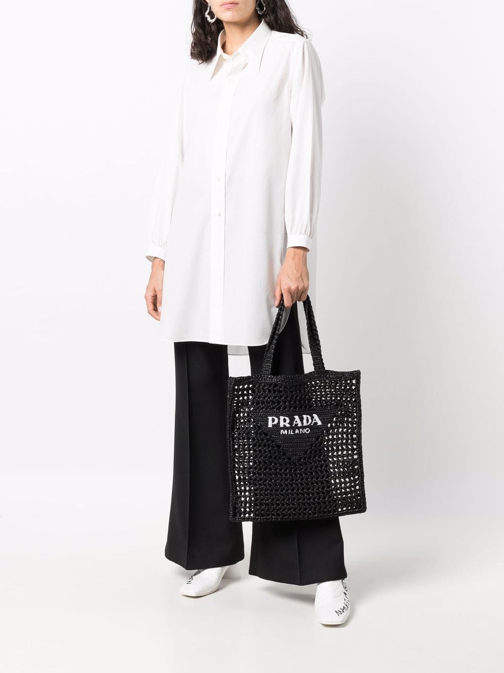 Prada interwoven-design logo-print shoulder bag - Image 2