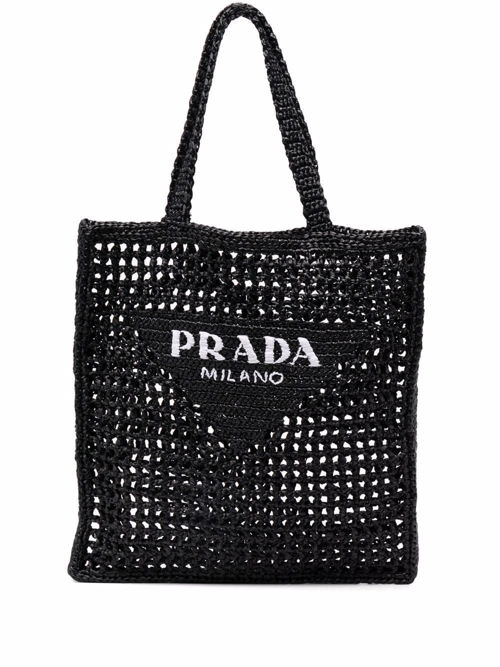 Prada interwoven-design logo-print shoulder bag
