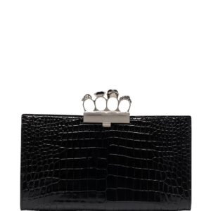 Alexander McQueen crocodile-embossed knuckleduster clutch