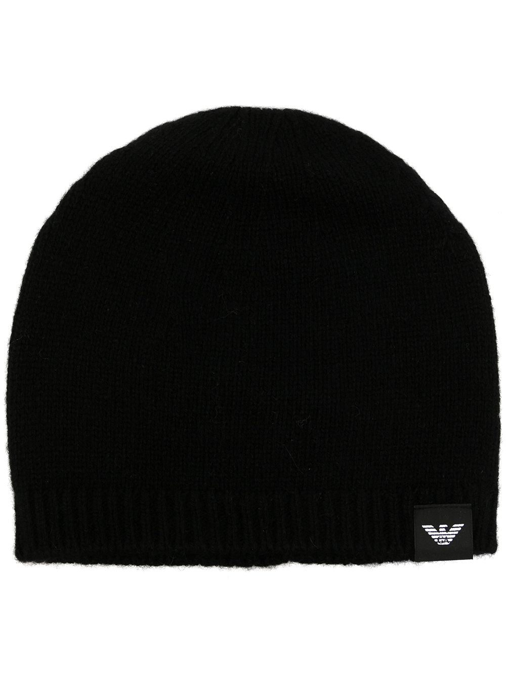 Emporio Armani logo-patch knitted beanie