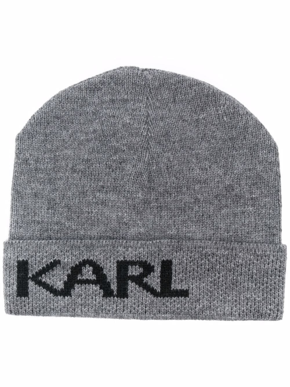Karl Lagerfeld logo-print beanie