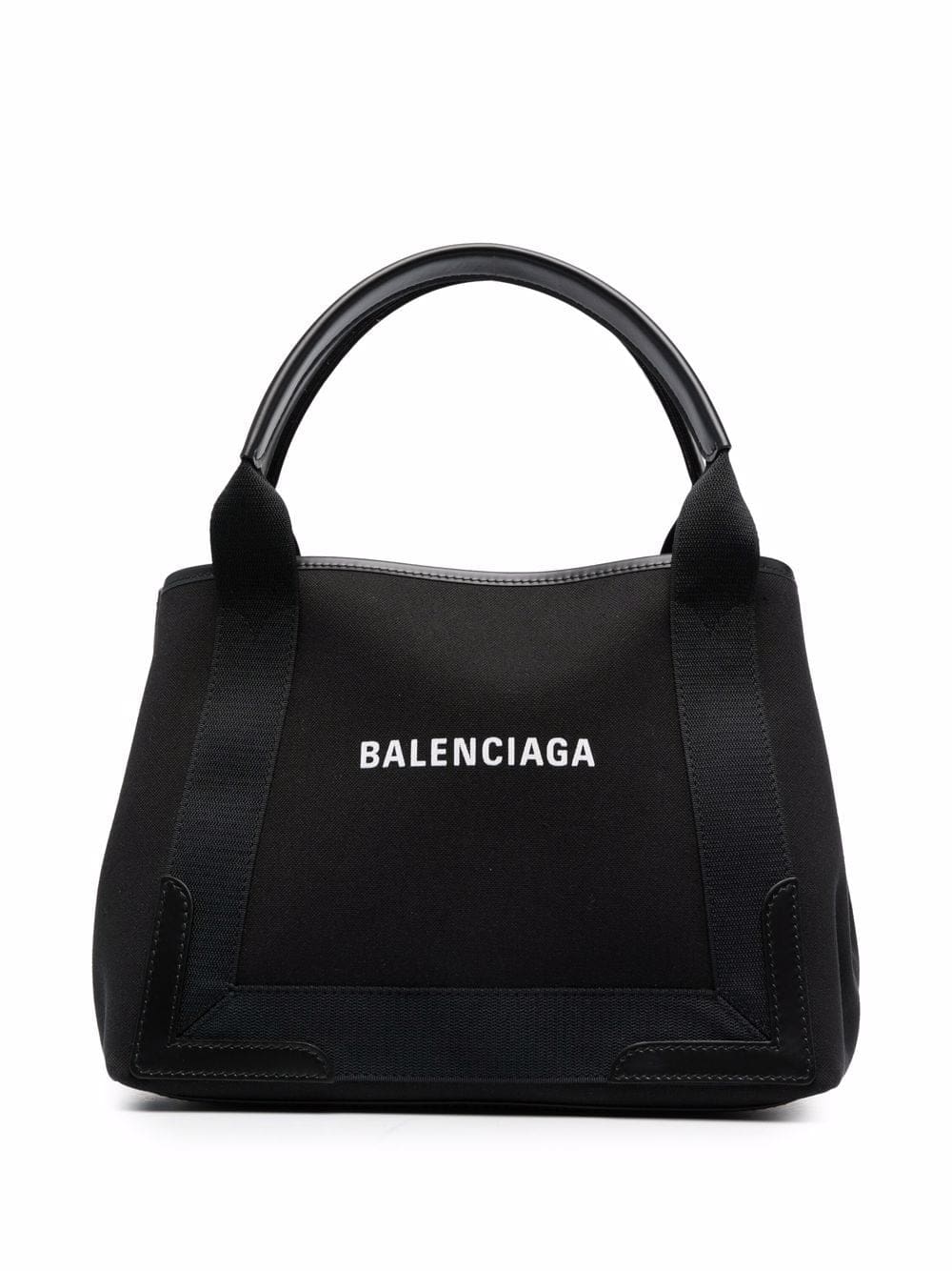 Balenciaga Navy Cabas logo tote bag