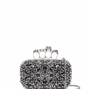 Alexander McQueen four-ring skull studded clutch