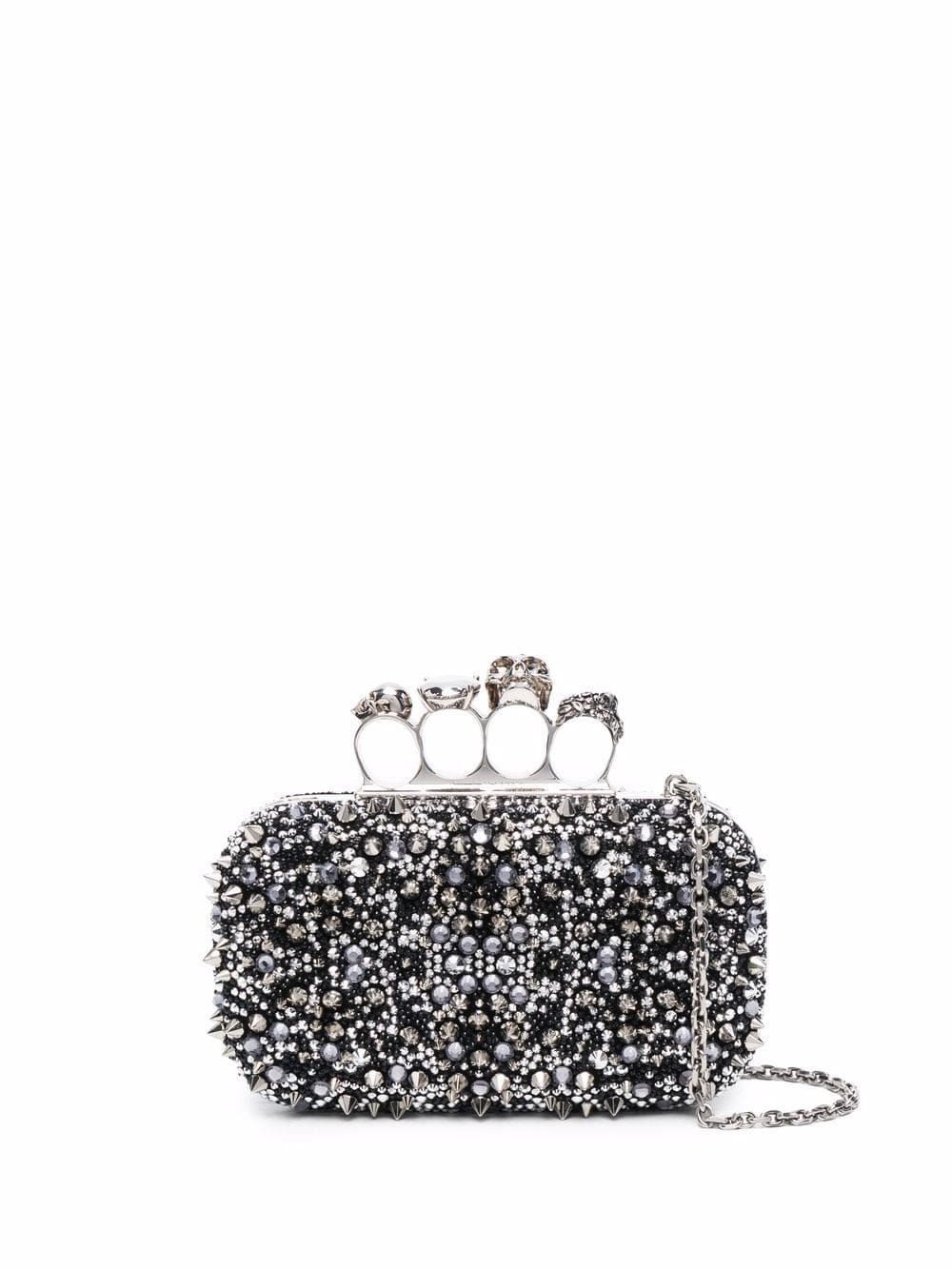 Alexander McQueen four-ring skull studded clutch