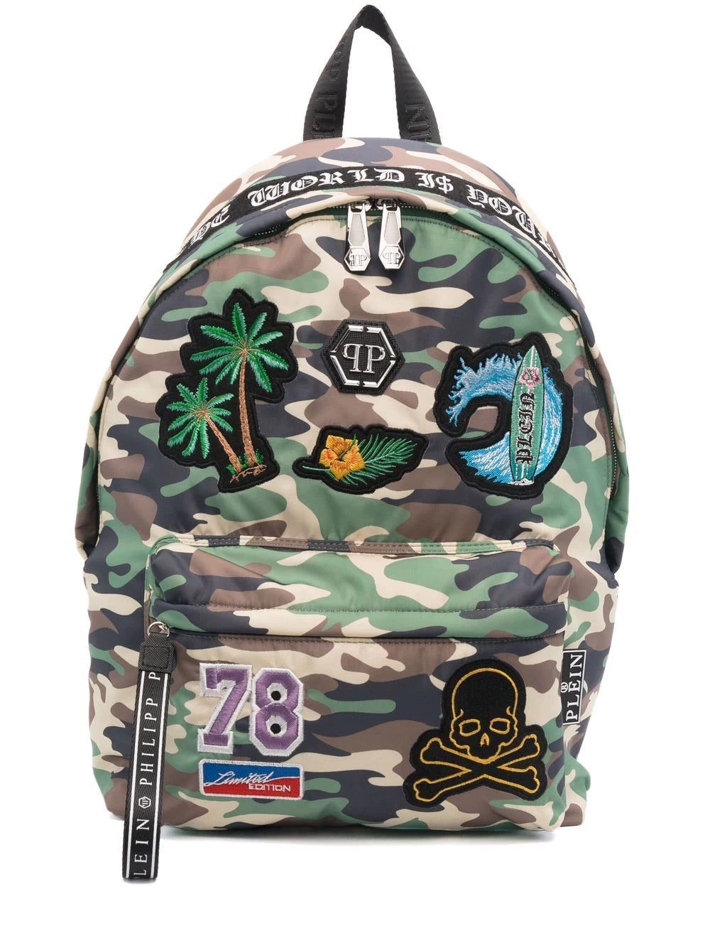 Phillip plein mixed-patches backpack