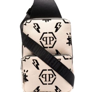 Phillip plein flocked monogram-print cross-body bag
