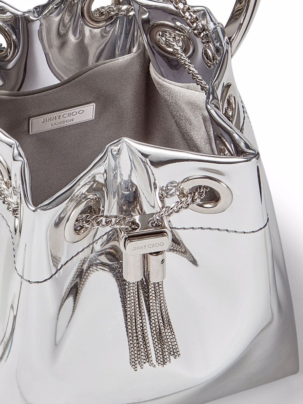 Jimmy Choo Bon Bon metallic-effect bucket bag - Image 5