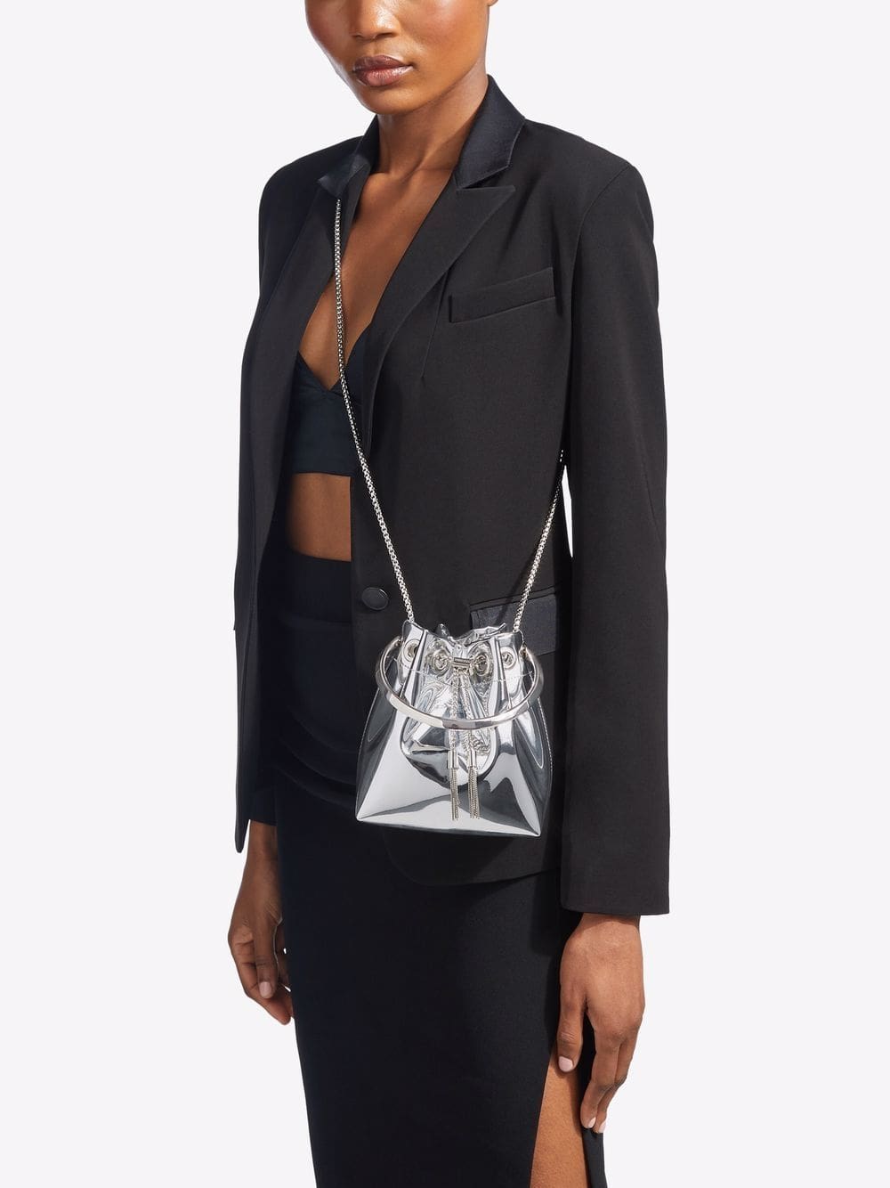 Jimmy Choo Bon Bon metallic-effect bucket bag - Image 2