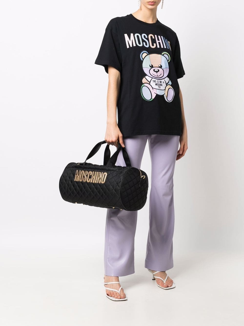 Moschino diamond-quilted logo holdall - Image 2