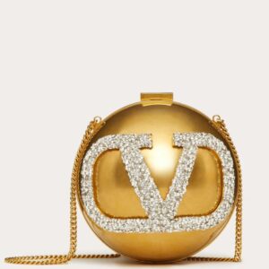 Valentino Garavani crystal-embellished Vlogo clutch