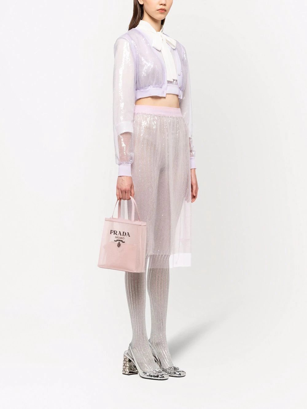 Prada logo-print sequin-embellished mini bag - Image 2