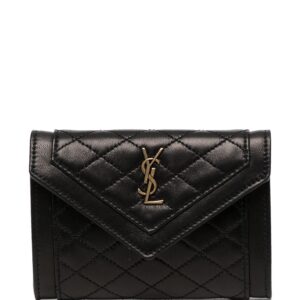Saint Laurent logo-plaque quilted clutch bag