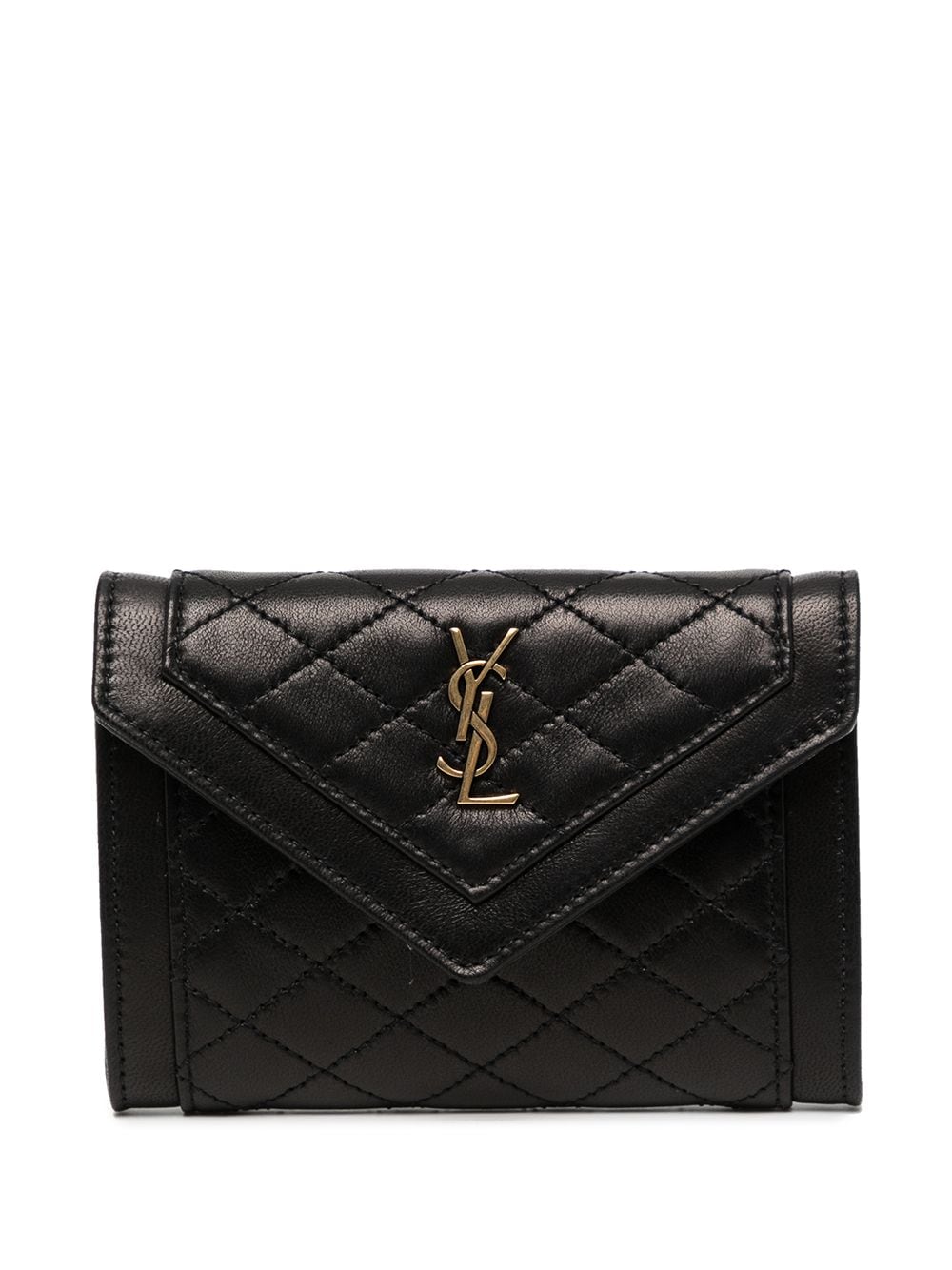 Saint Laurent logo-plaque quilted clutch bag
