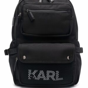 Karl Lagerfeld logo-print mesh-panel backpack