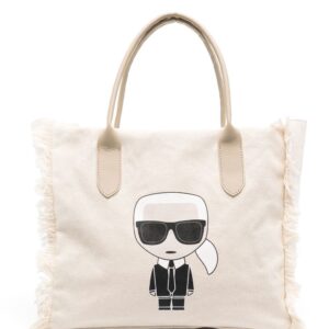 Karl Lagerfeld  K Ikonik canvas fringed tote bag