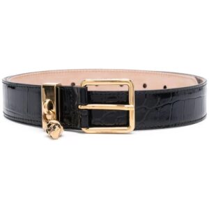 Alexander McQueen  crocodile-effect leather belt