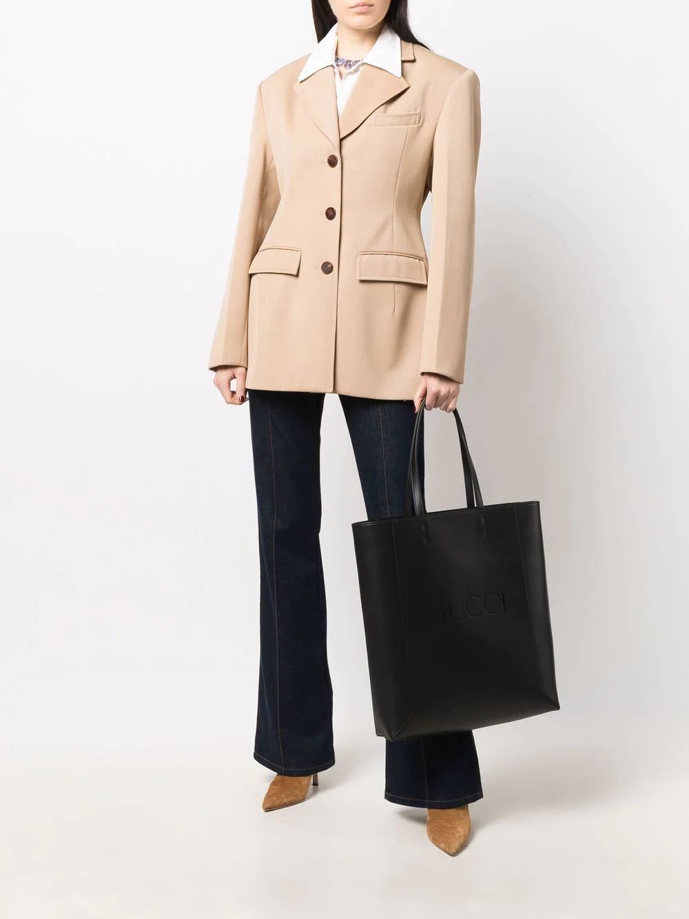 Gucci debossed leather tote bag - Image 2